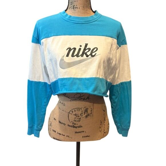 Nike Women's Cropped Colorblock Sweatshirt Multicolor Size M - Picture 1 of 7
